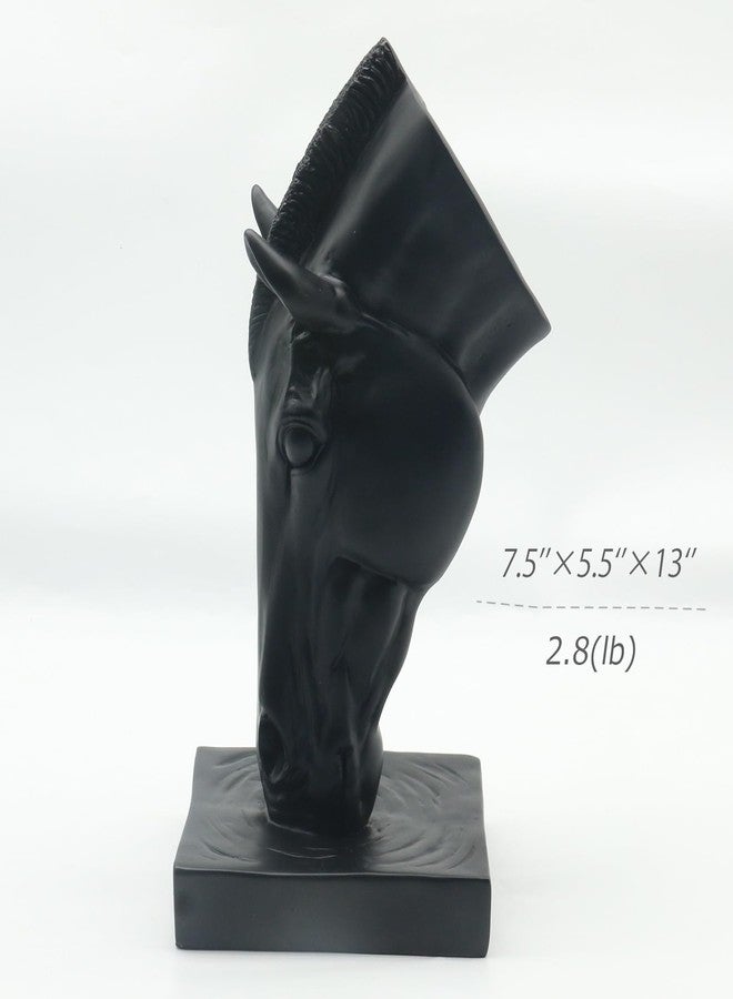 Lukitas Horse Head Vase - Feng Shui Horse Statue Decor for Wealth & Style, Elegant Artistic Planter for Hotel Lobby & Gallery, Modern Decorative Accent for Home or Office, Black, Resin 13'' - Image 2